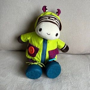 2018 B. You Giggling Zebb Zebra Teaching Doll Sensory Learn to Dress Plush Toy 1